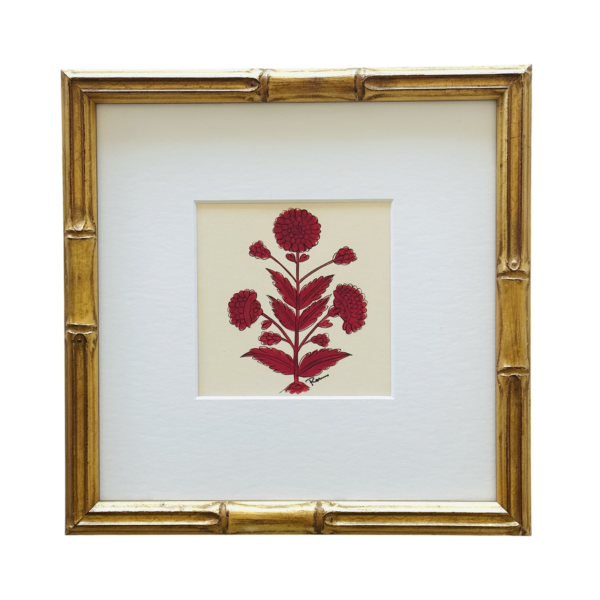 Hand-Painted Jaipur Red Floral Mini Motif