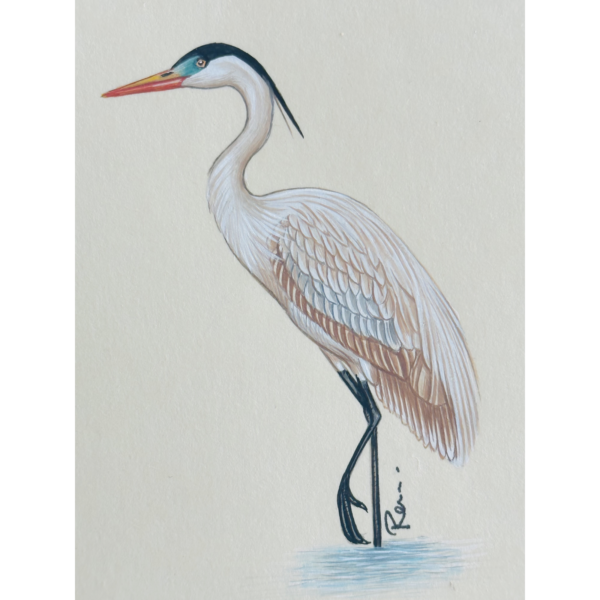 Hand-Painted Crane Mini, Snowy - Image 2