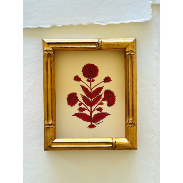 Hand-Painted Jaipur Red Floral Mini Motif - Image 4