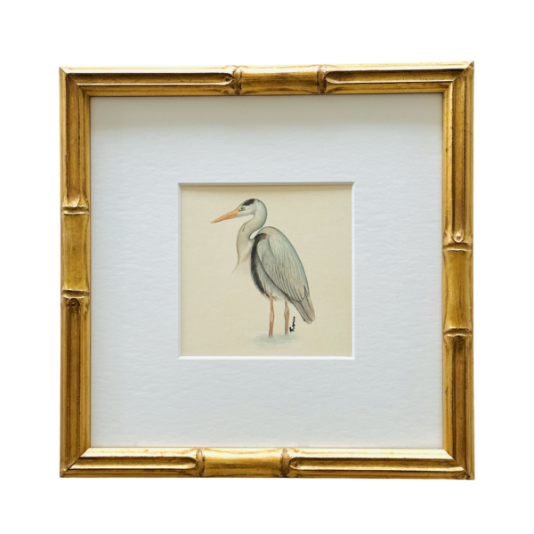 Hand-Painted Heron Mini, Silver Stilt