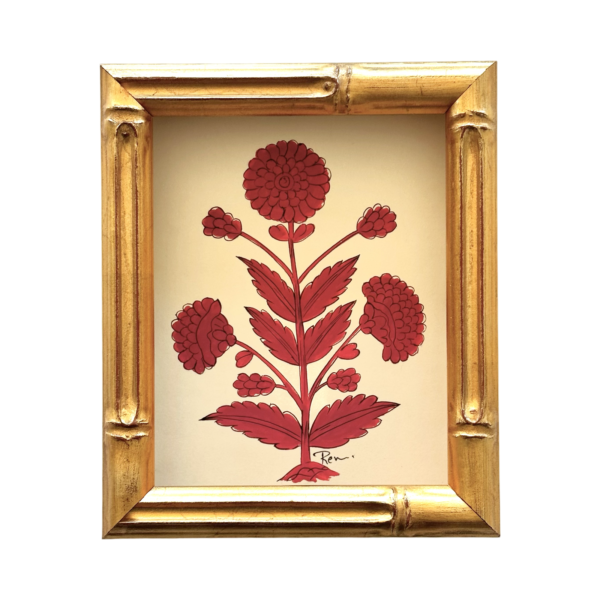 Hand-Painted Jaipur Red Floral Mini Motif #1