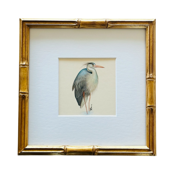 Hand-Painted Heron Mini, Misty Wings