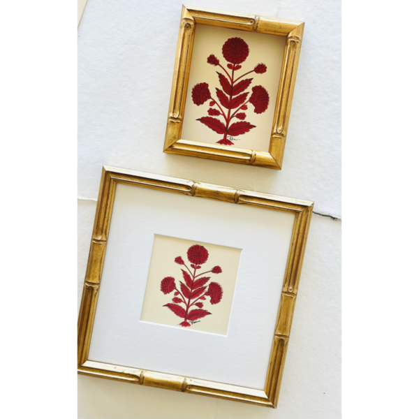 Hand-Painted Jaipur Red Floral Mini Motif - Image 3