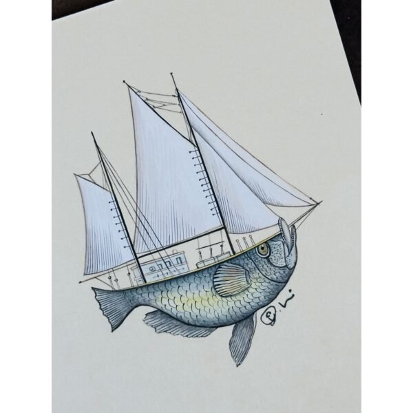 Hand-Painted Whimsical Sail Boat - Image 2