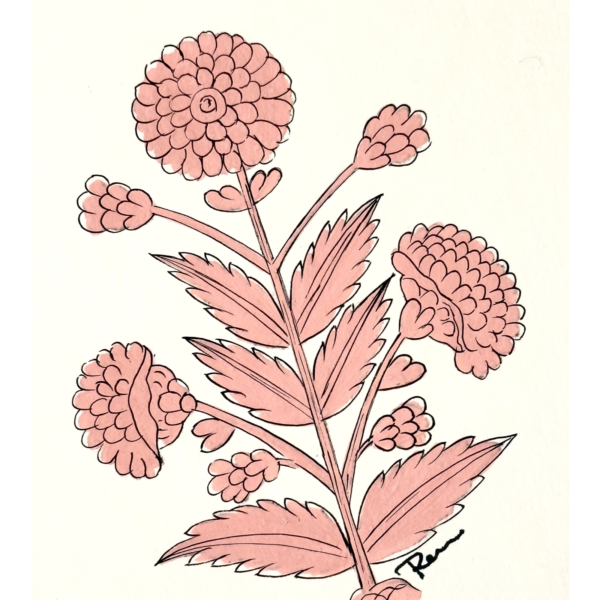 Hand-Painted Jaipur Peach Floral Mini Motif - Image 3