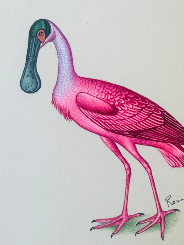 Hand-Painted Roseate Spoonbill Mini, Rosy Spoon - Image 2