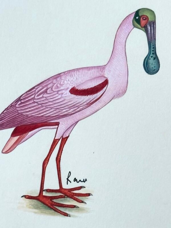 Hand-Painted Roseate Spoonbill Mini, Blush Beak - Image 2