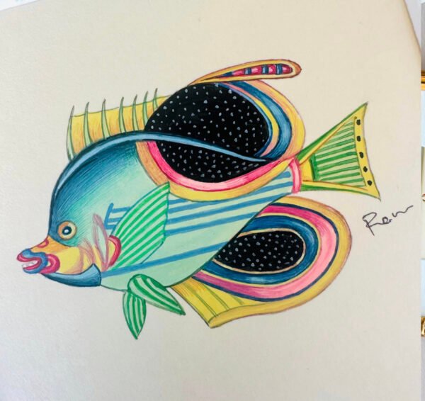 Hand-Painted Fish Mini, Bubbles - Image 2