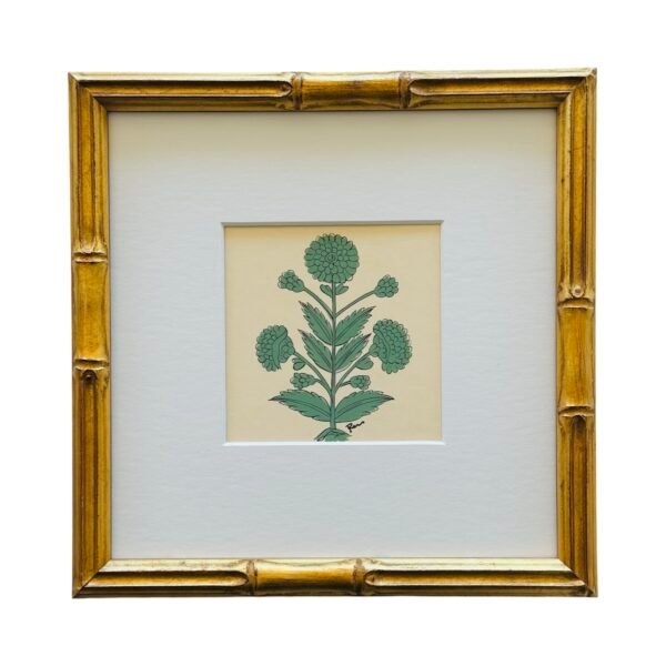 Hand-Painted Jaipur Green Floral Mini Motif #1 - Image 2