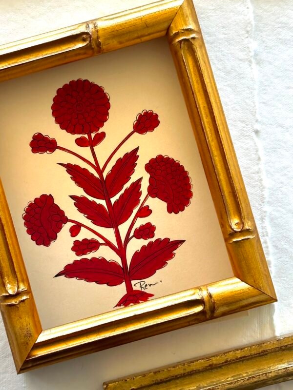 Hand-Painted Jaipur Red Floral Mini Motif #1 - Image 3
