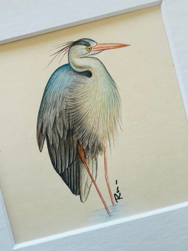 Hand-Painted Heron Mini, Misty Wings - Image 2