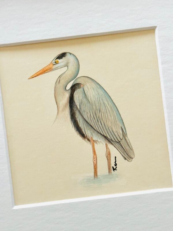 Hand-Painted Heron Mini, Silver Stilt - Image 2