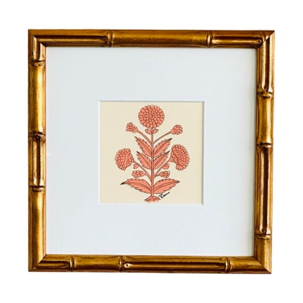 Hand-Painted Jaipur Peach Floral Mini Motif