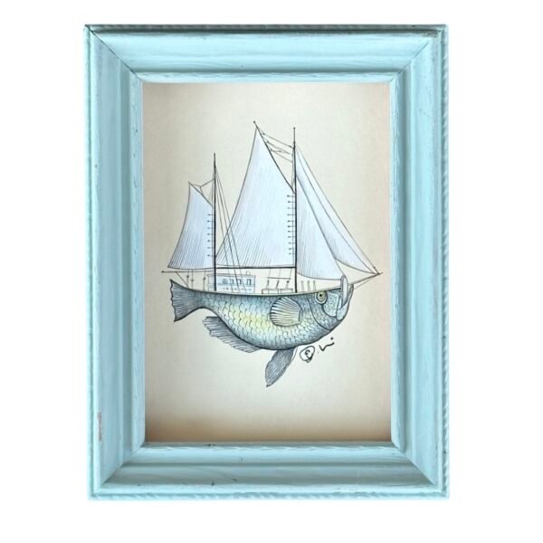 Hand-Painted Whimsical Sail Boat