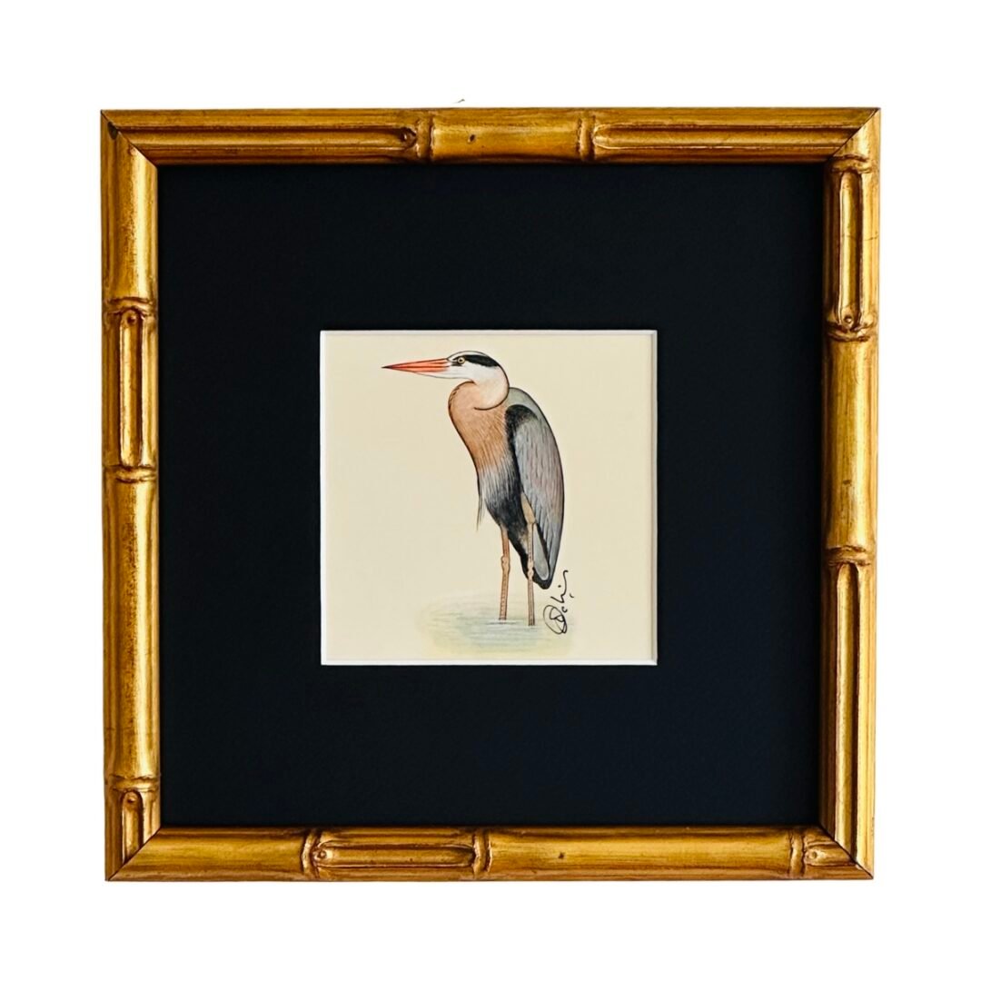 Hand-Painted Heron Painting, Gus
