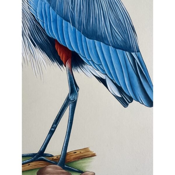 Hand-Painted Blue Heron, Aqua - Image 2