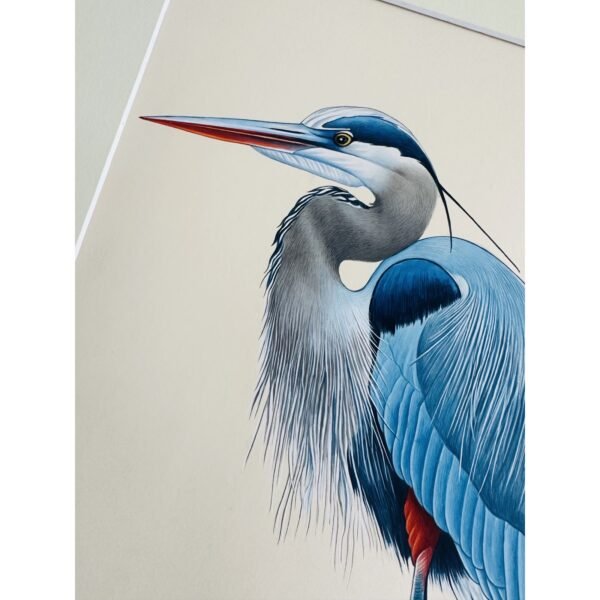 Hand-Painted Blue Heron, Aqua - Image 3