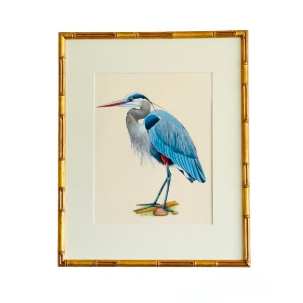 Hand-Painted Blue Heron, Aqua