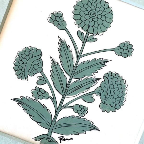 Hand-Painted Jaipur Green Floral Mini Motif - Image 2