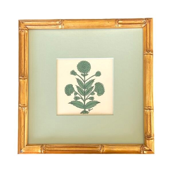 Hand-Painted Jaipur Green Floral Mini Motif