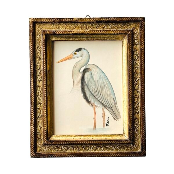 Hand-Painted Heron Mini, Silver Stilt