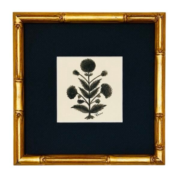 Hand-Painted Jaipur Black Floral Motif Painting