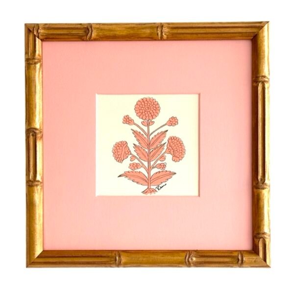 Hand-Painted Jaipur Peach Floral Motif Painting