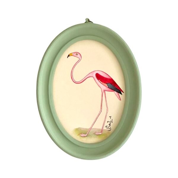 Hand-Painted Flamingo Miniature Painting, Sugar