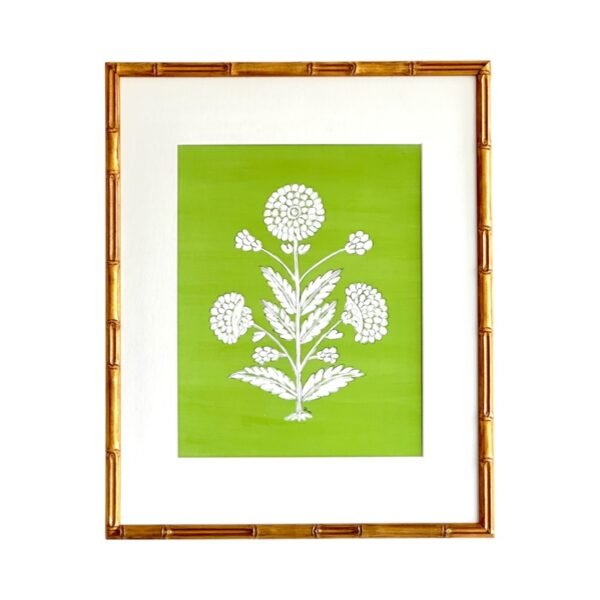 Hand-Painted Jaipur Green Floral Motif Painting