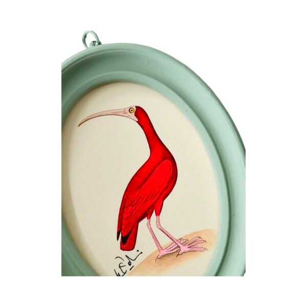 Hand-Painted Ibis Miniature Painting, Scarlet - Image 2