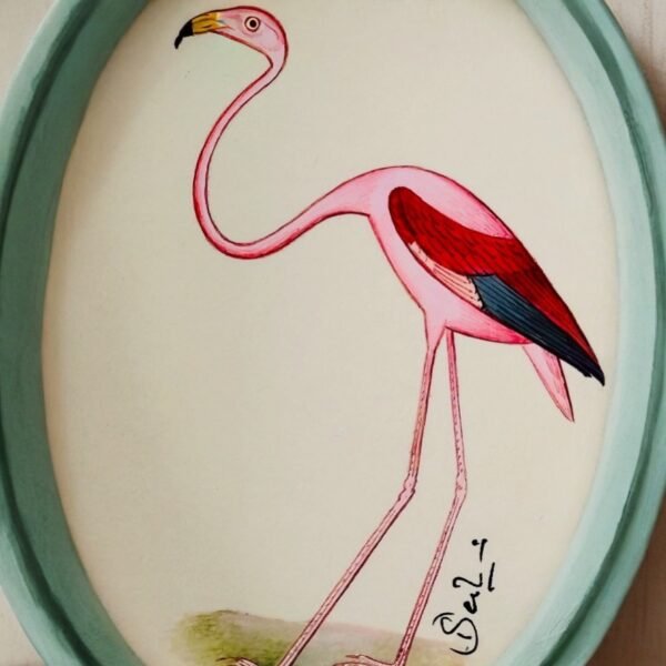 Hand-Painted Flamingo Miniature Painting, Sugar - Image 2