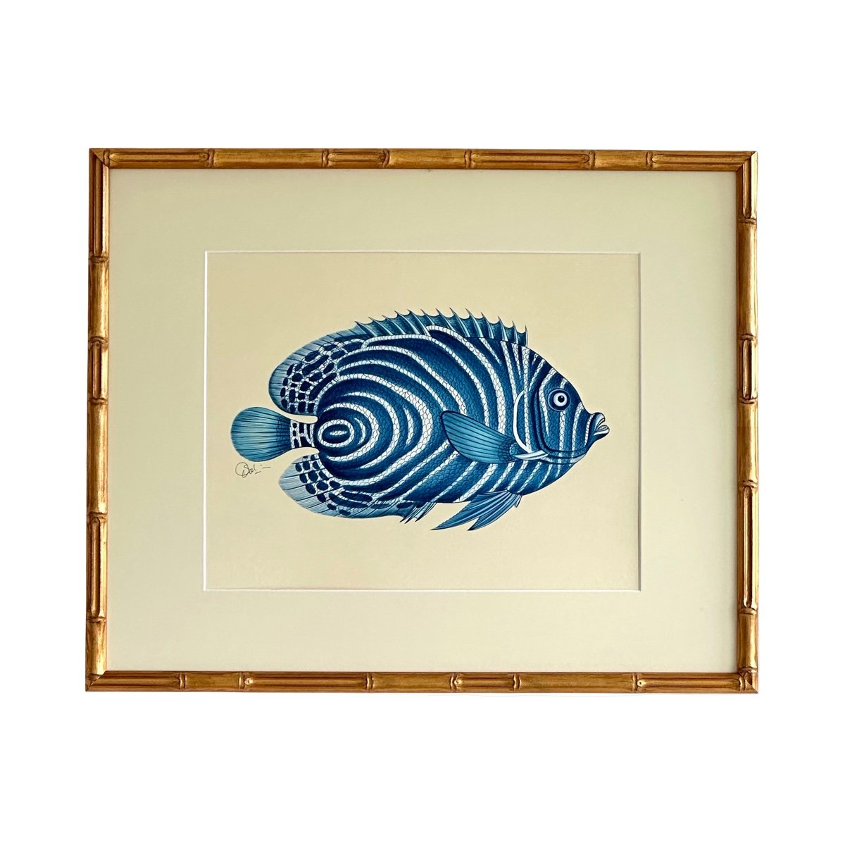 Hand-Painted Blue Fish, Aqua
