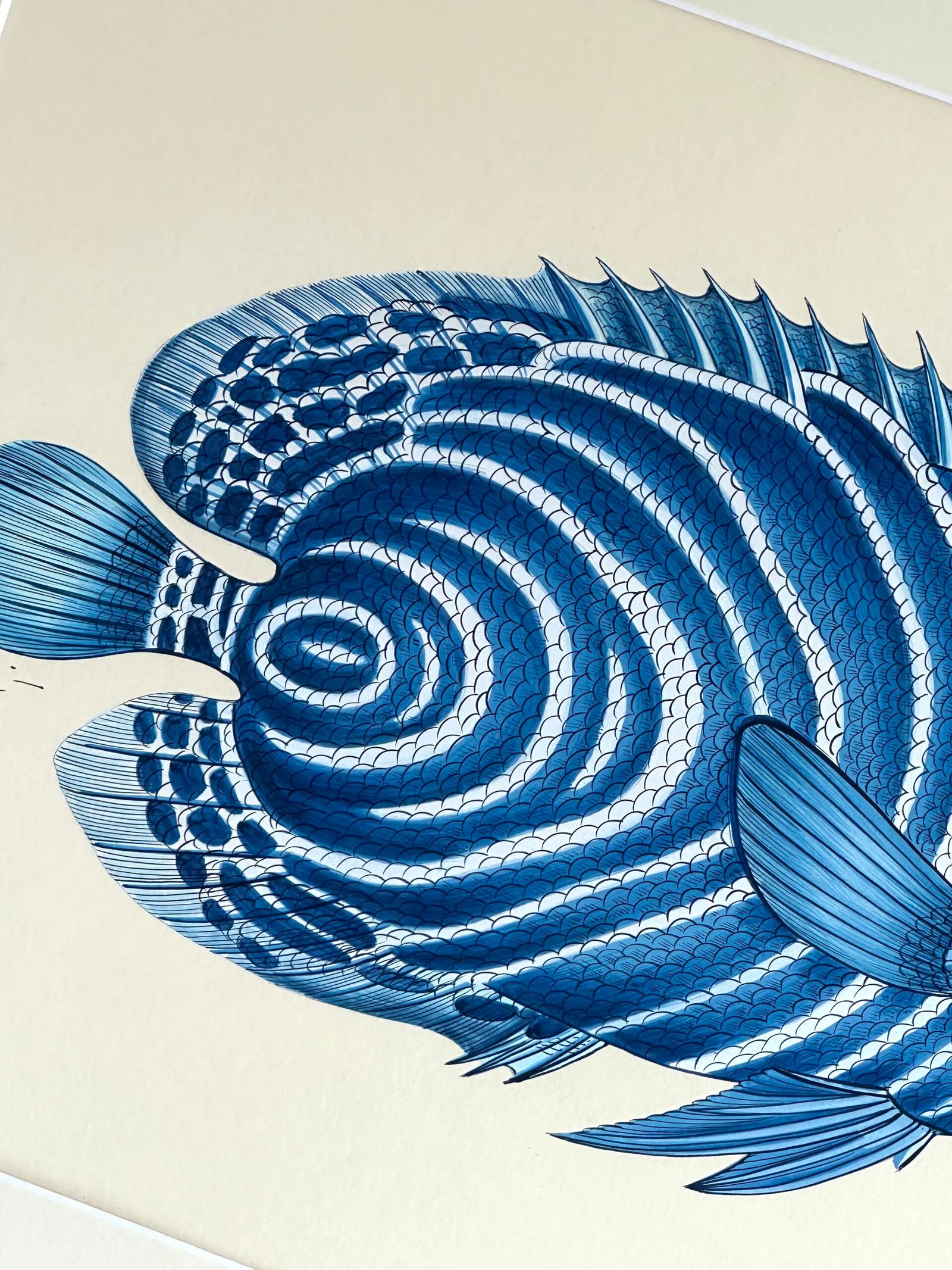Hand-Painted Blue Fish, Aqua - Image 3