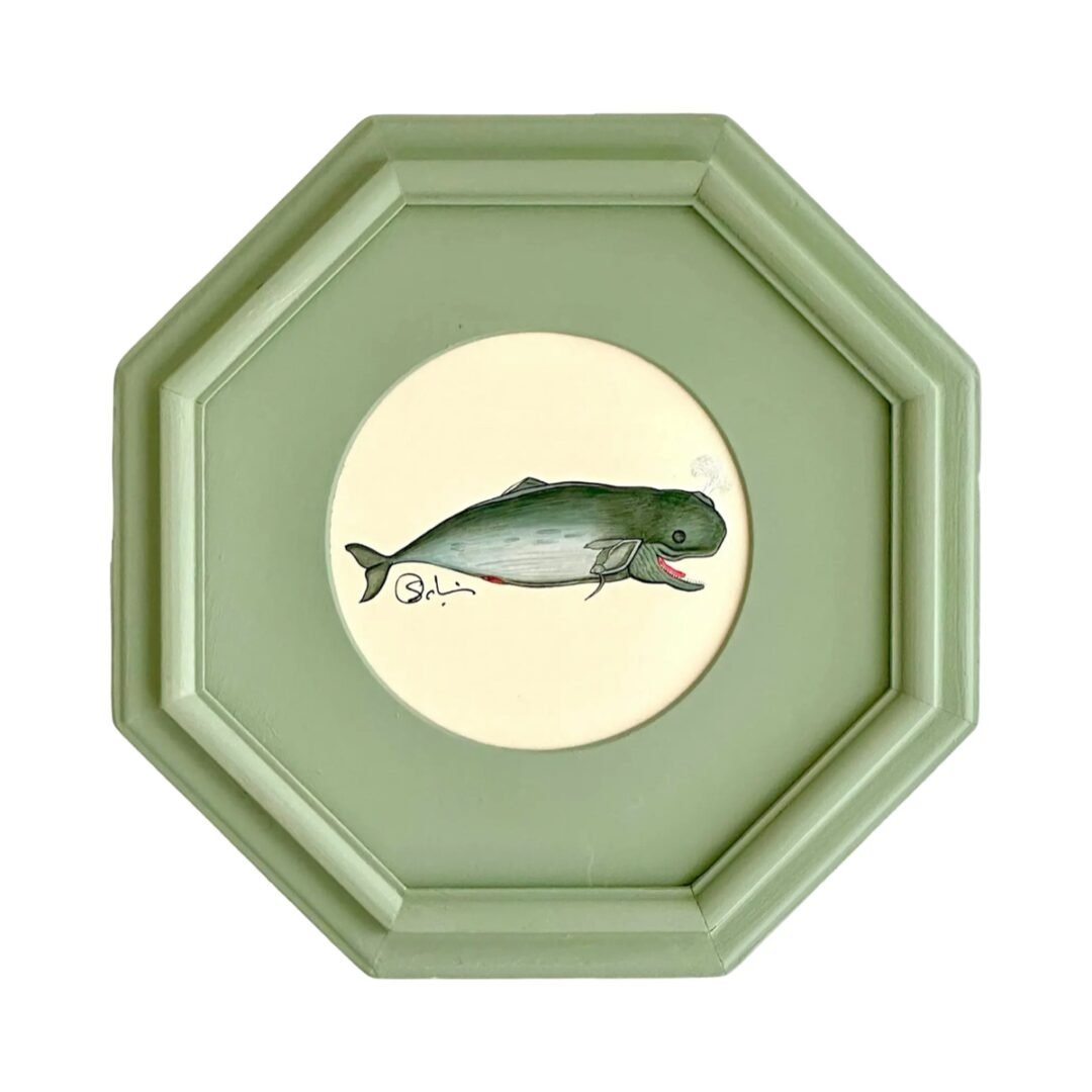 Original Hand-Painted Baby Whale Painting, Tide