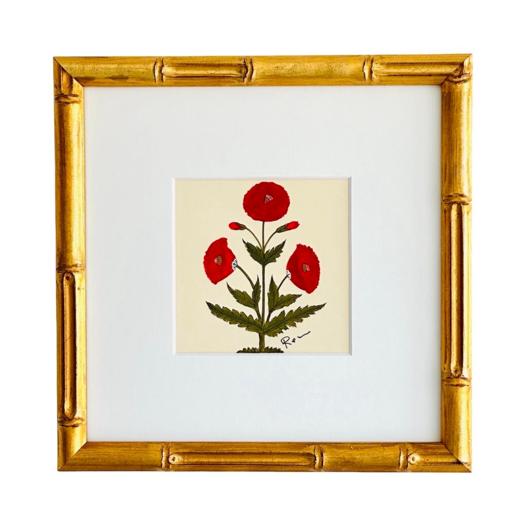 Hand-Painted Jaipur Red & Green Floral Motif Painting