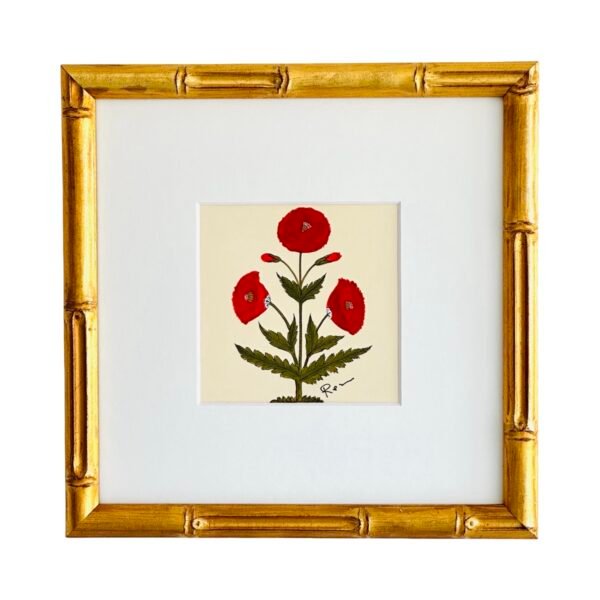 Hand-Painted Jaipur Red & Green Floral Motif Painting