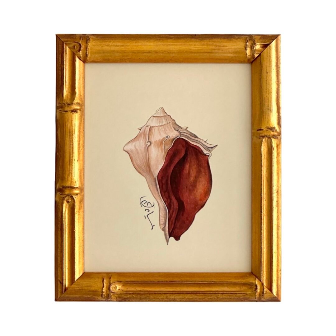 Hand-Painted Seashell Painting, Brown