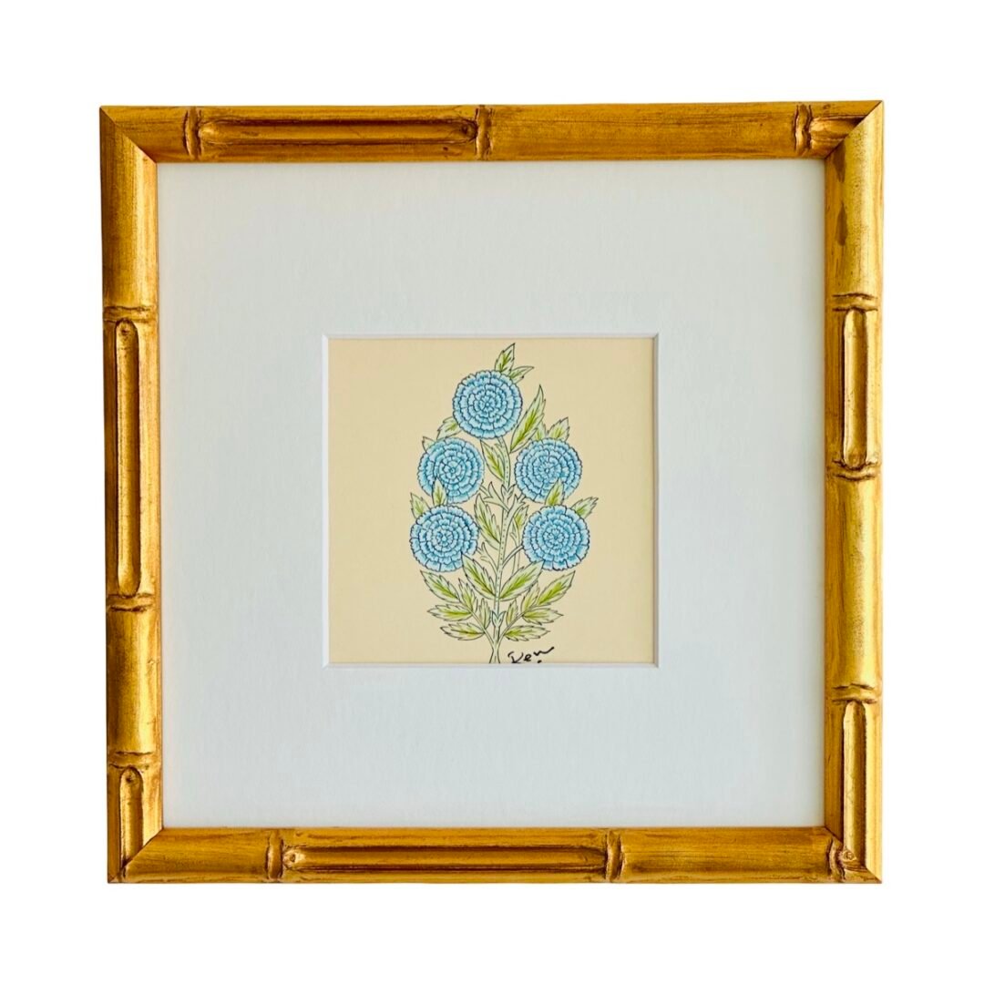 Hand-Painted Jaipur Blue & Green Floral Motif Painting