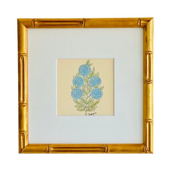 Hand-Painted Jaipur Blue & Green Floral Motif Painting