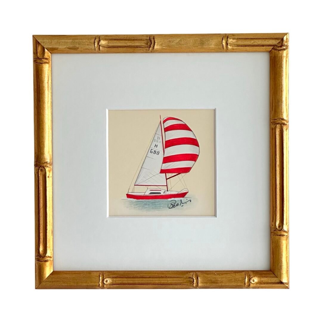 Hand-Painted Sailboat Painting, Sunny Sails