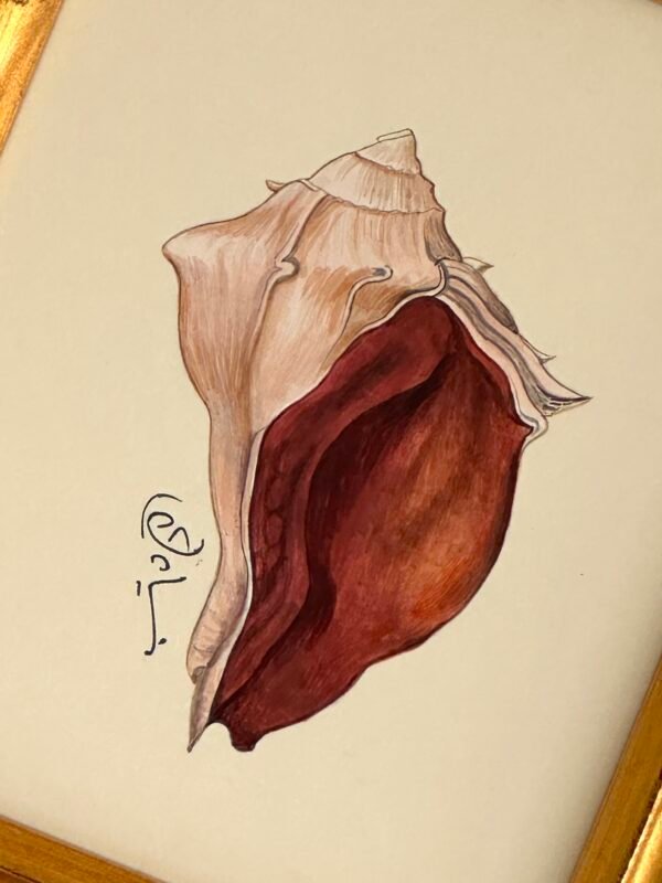 Hand-Painted Seashell Painting, Brown - Image 2