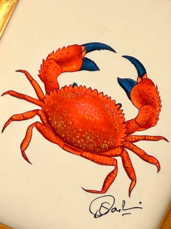 Hand-Painted Crab Painting, Sunny Side - Image 2