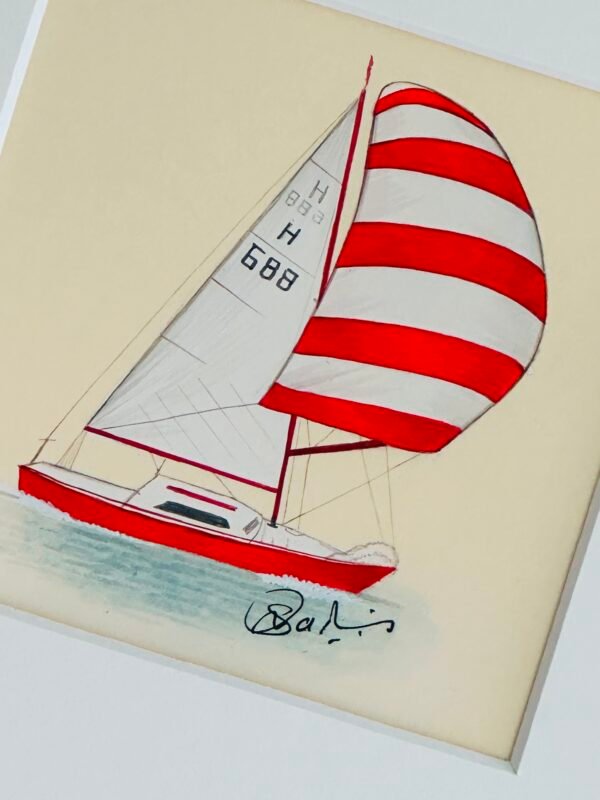 Hand-Painted Sailboat Painting, Sunny Sails - Image 3