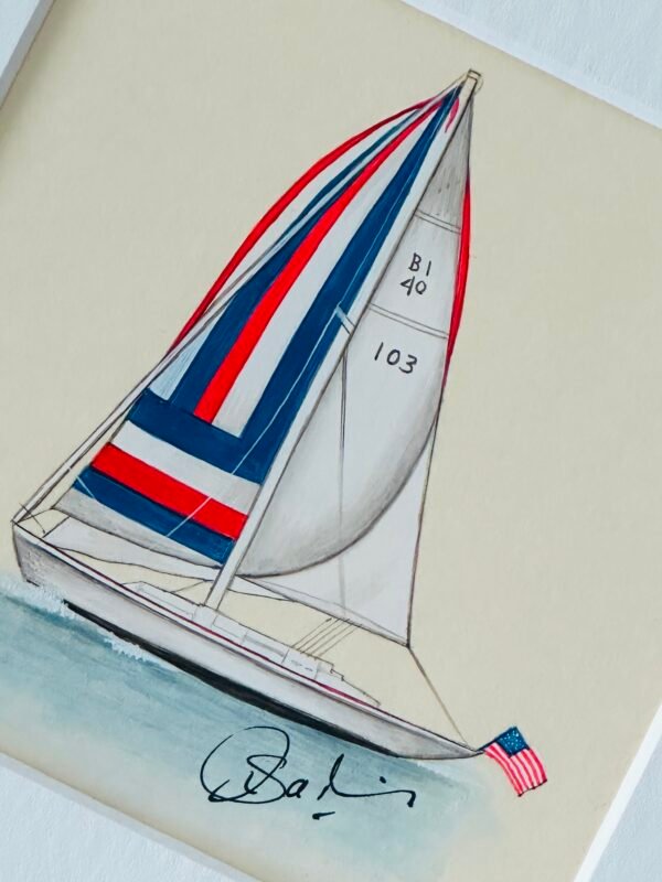 Hand-Painted Sailboat Painting, Captain Sprout - Image 2