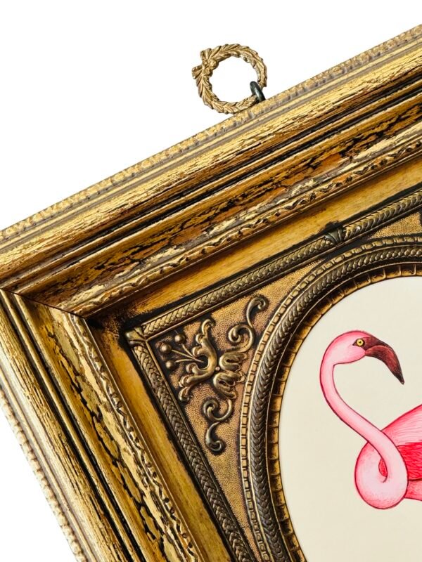 Hand-Painted Flamingo in an Antique Victorian Frame, Tiki - Image 5