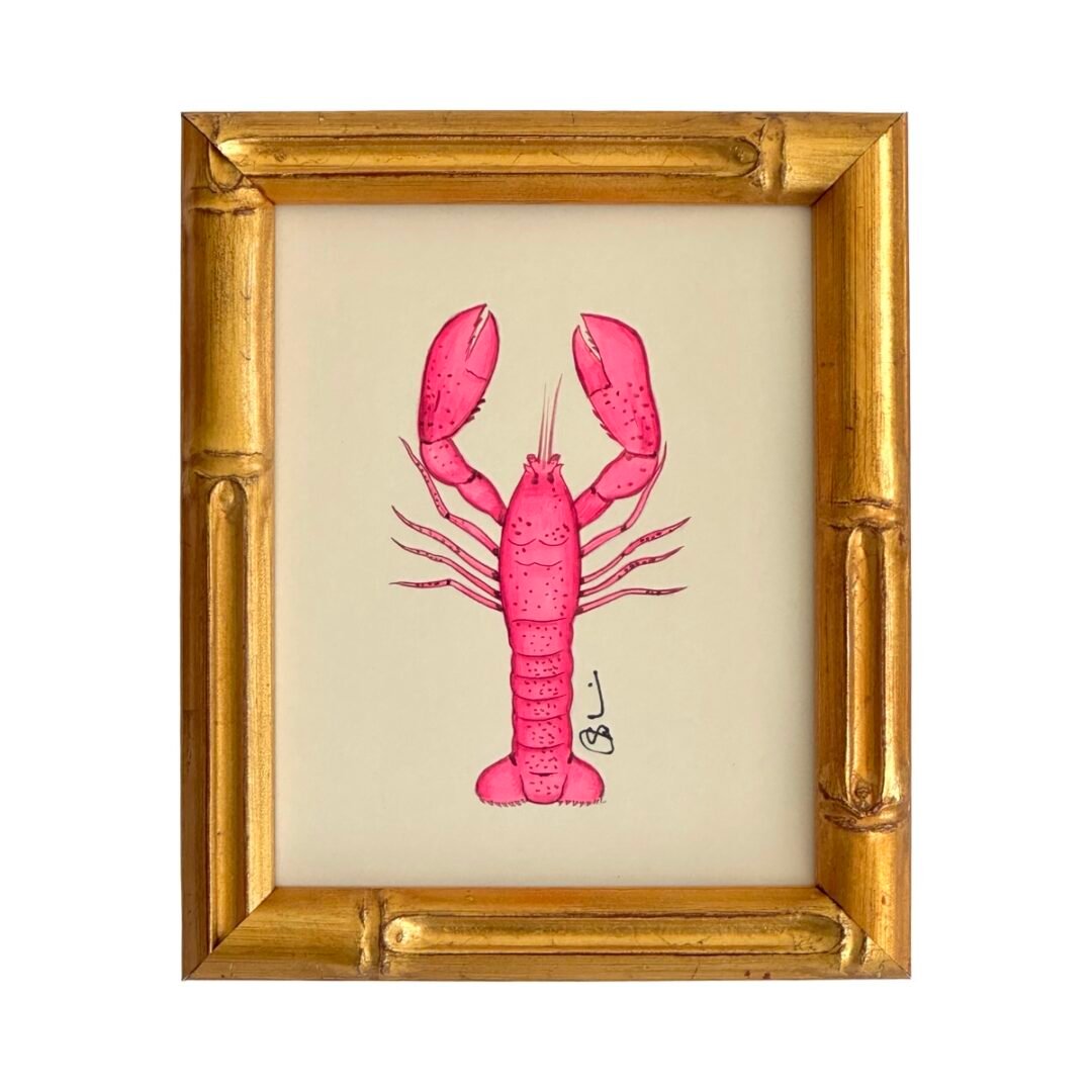 Hand-Painted Pink Lobster Painting, Dory