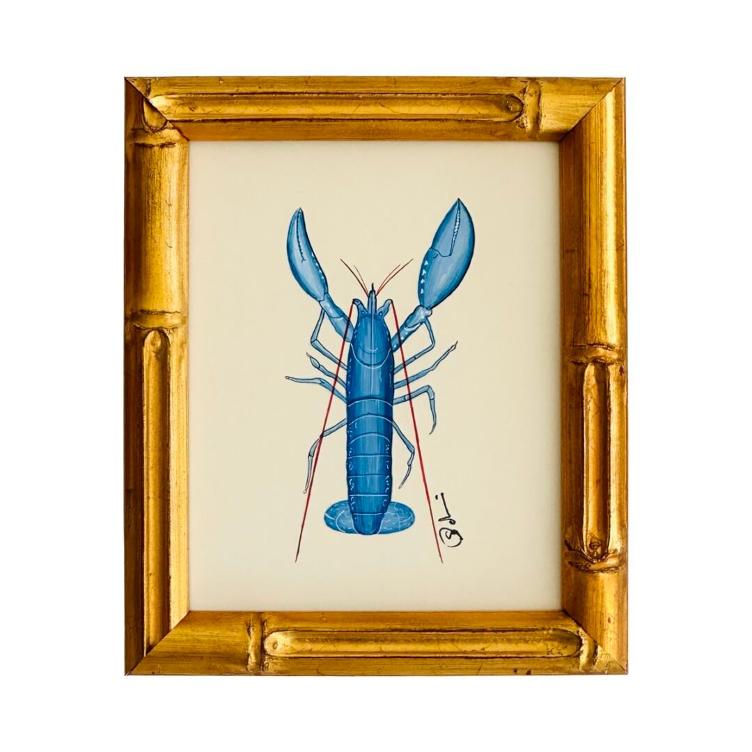Hand-Painted Blue Lobster Painting, Tide