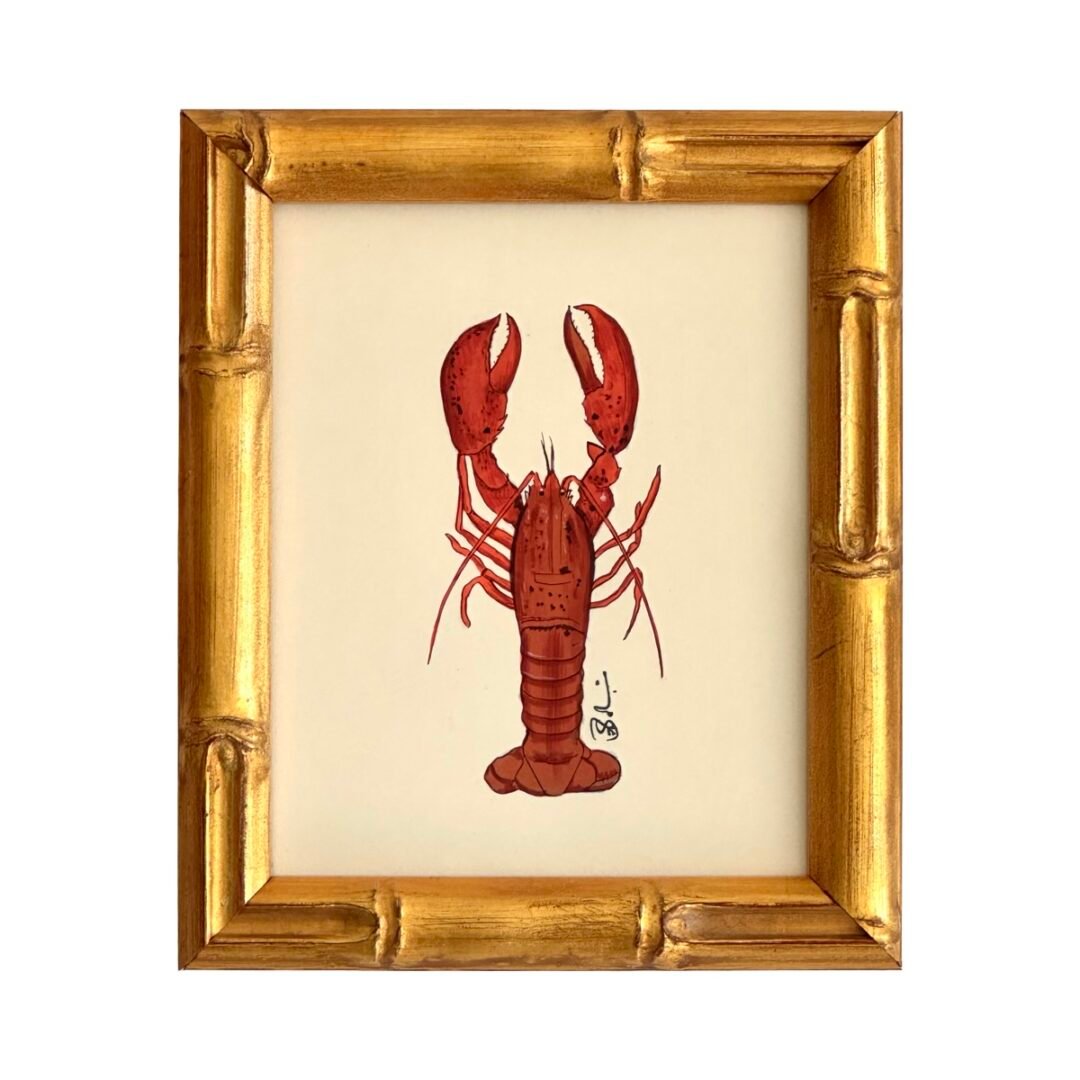 Hand-Painted Orange Lobster Painting, Maple