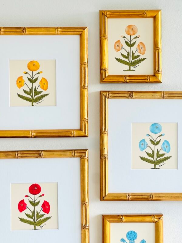Hand-Painted Jaipur Blue & Green Floral Motif Painting - Image 3