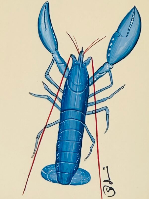 Hand-Painted Blue Lobster Painting, Tide - Image 2